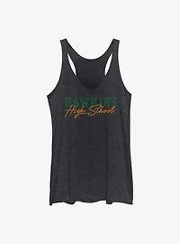 Stranger Things Hawkins High School Text Womens Tank Top
