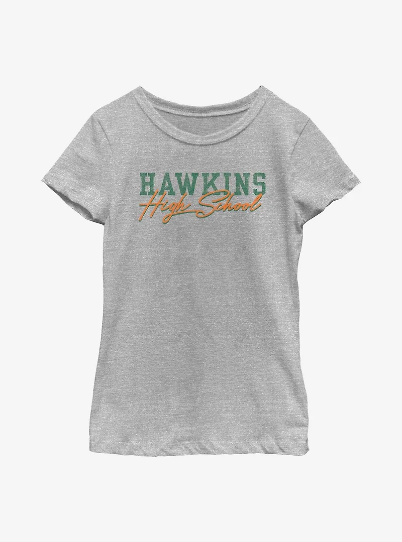 Stranger Things Hawkins High School Text Youth Girls T-Shirt