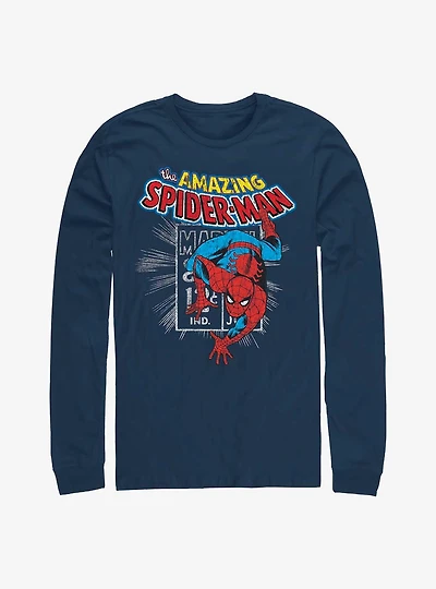 Marvel Spider-Man Comic Stamp Long Sleeve T-Shirt