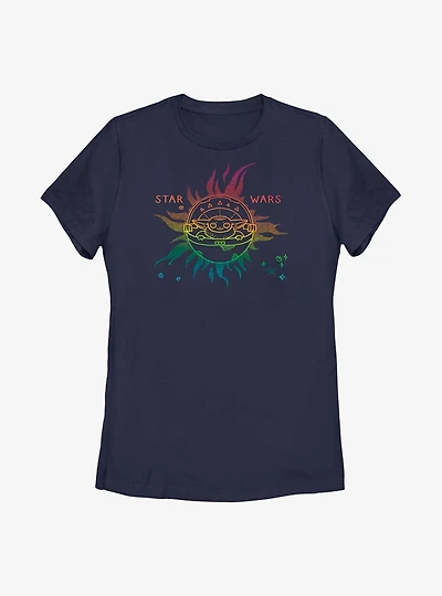Star Wars The Mandalorian Celestial Sun Child Womens T-Shirt