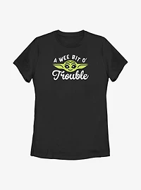 Star Wars The Mandalorian Yoda Face Trouble Womens T-Shirt