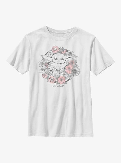 Star Wars The Mandalorian Child Floral Youth T-Shirt