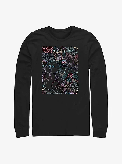Disney Pixar Turning Red Neon Doodle Long Sleeve T-Shirt