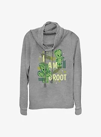 Marvel Guardians of the Galaxy Cutesy Groot Cowl Neck Long-Sleeve Top