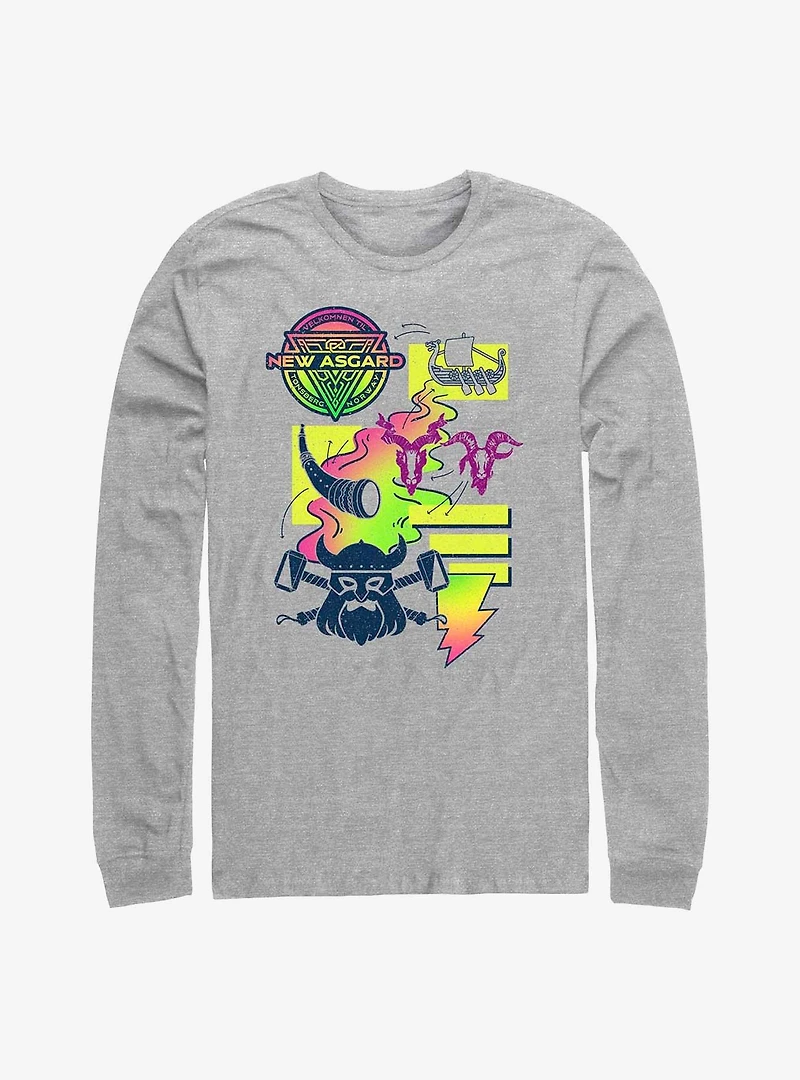 Marvel Thor: Love And Thunder New Asgard Neon Icons Long Sleeve T-Shirt