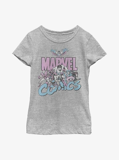 Marvel Avengers Pastel Group Attack Youth Girls T-Shirt