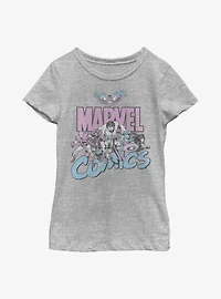 Marvel Avengers Pastel Group Attack Youth Girls T-Shirt