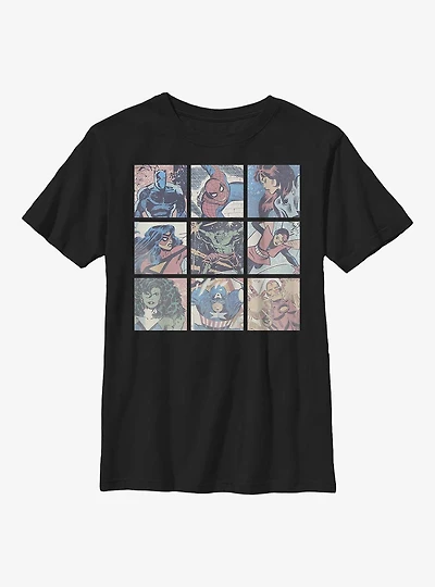 Marvel Avengers Square Comic Panels Youth T-Shirt