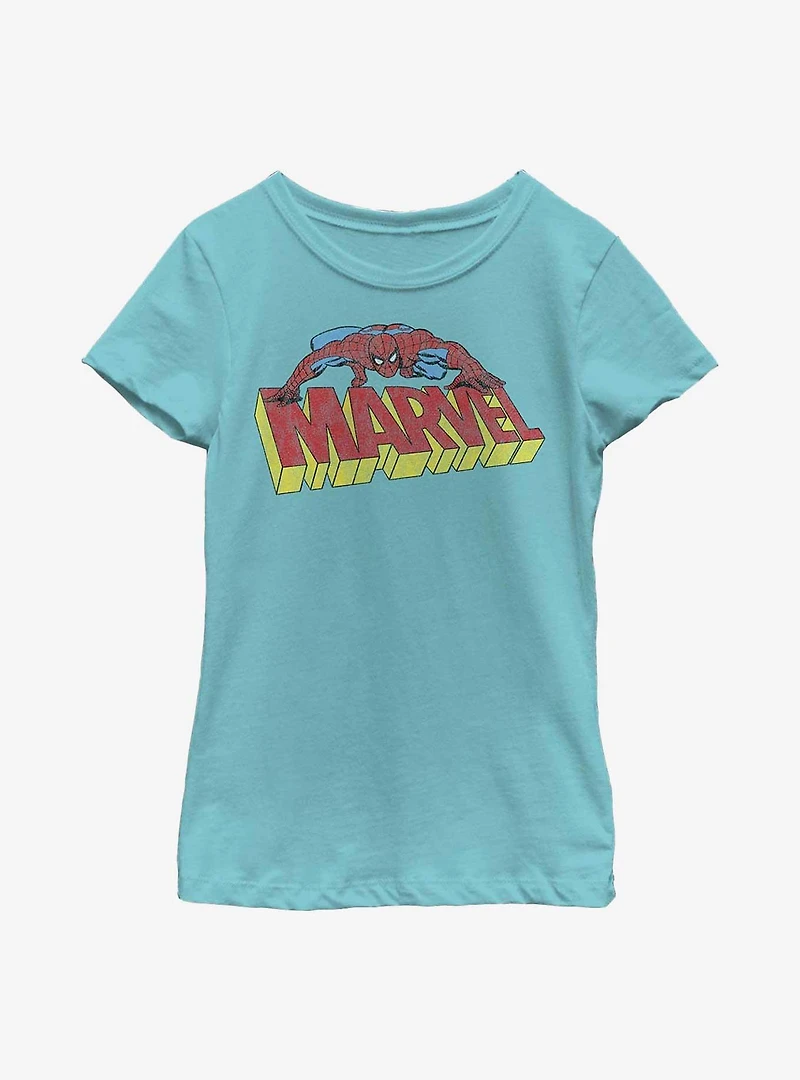 Marvel Spider-Man Logo Crawl Youth Girls T-Shirt