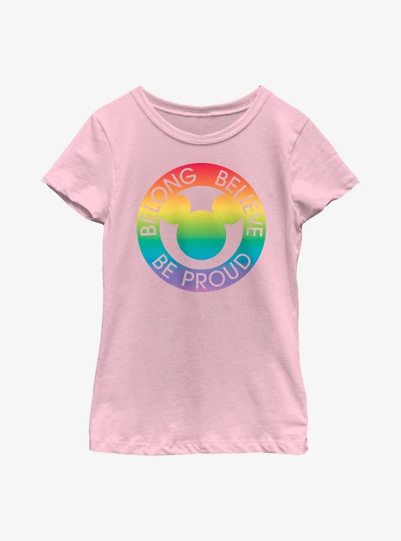 Disney Mickey Mouse Belong Believe Be Proud Youth T-Shirt