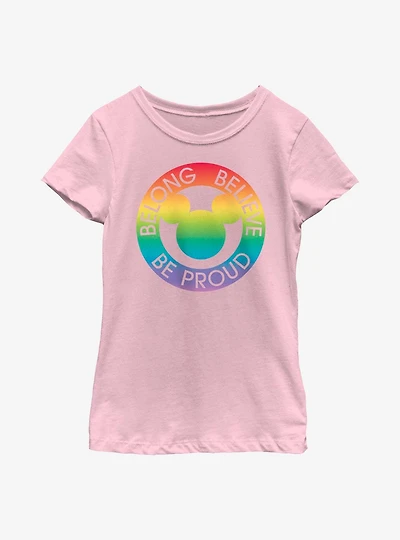 Disney Mickey Mouse Belong Believe Be Proud Youth T-Shirt