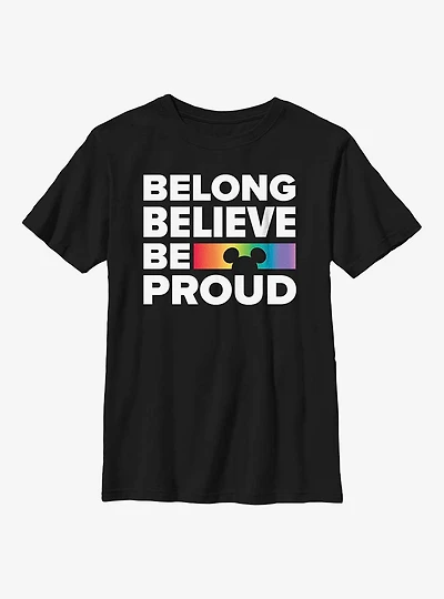 Disney Mickey Mouse Belong Believe Be Proud Youth T-Shirt