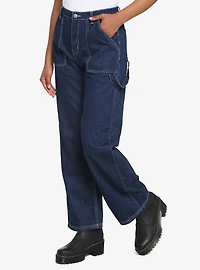 Dark Indigo White Stitch Carpenter Pants