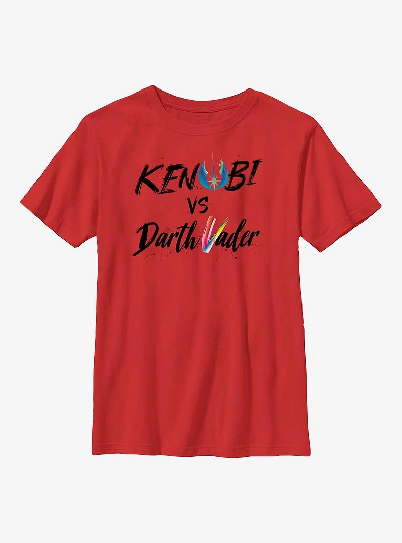 Star Wars Obi-Wan Kenobi Vader Lettering Youth T-Shirt