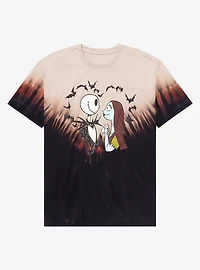 Disney The Nightmare Before Christmas Jack Skellington & Sally Bat Heart Dye T-Shirt - BoxLunch Exclusive