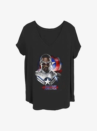 Marvel the Falcon and Winter Soldier Cap Pose Girls T-Shirt Plus