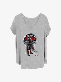 Marvel The Falcon and the Winter Soldier Falcon Grid Text Girls T-Shirt Plus Size