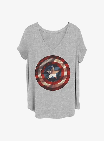 Marvel Captain America Flag Shield Girls T-Shirt Plus Size