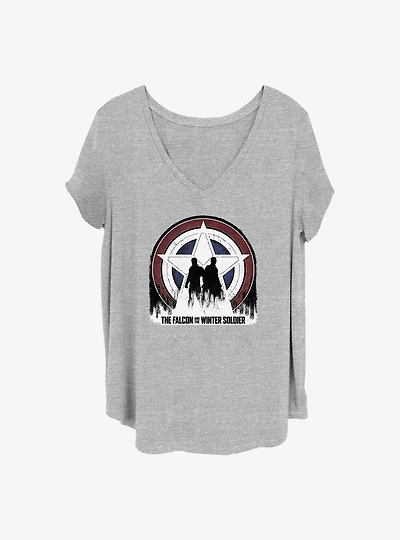 Marvel the Falcon and Winter Soldier Silhouette Shield Girls T-Shirt Plus