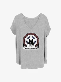 Marvel the Falcon and Winter Soldier Silhouette Shield Girls T-Shirt Plus