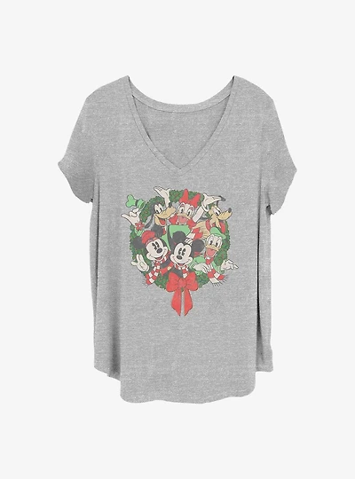 Disney Mickey Mouse & Friends Holiday Wreath Girls T-Shirt Plus Size