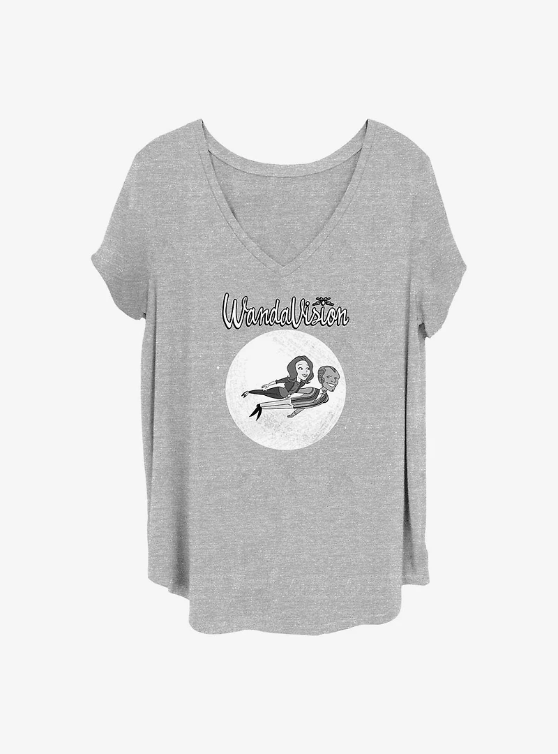 Marvel WandaVision Flying Cartoon Girls T-Shirt Plus Size