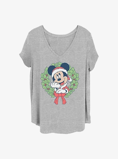 Disney Mickey Mouse Mickey Christmas Wreath Girls T-Shirt Plus Size