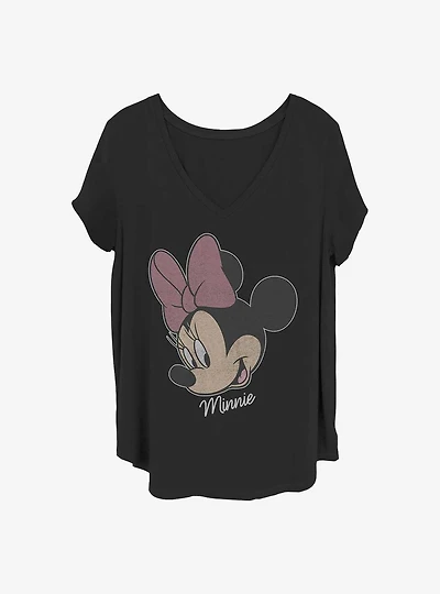 Disney Minnie Mouse Big Face Distressed Girls T-Shirt Plus