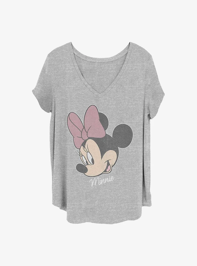 Disney Minnie Mouse Big Face Distressed Girls T-Shirt Plus