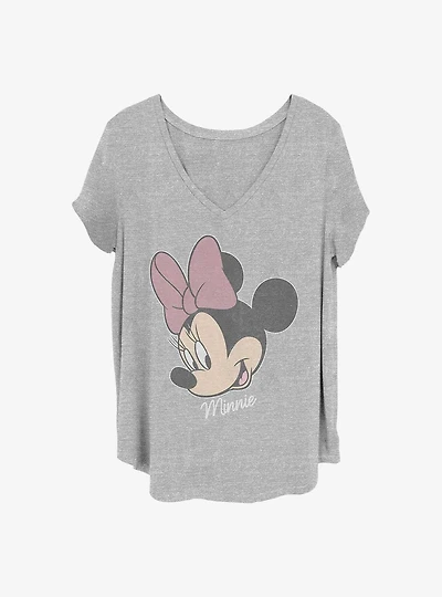 Disney Minnie Mouse Big Face Distressed Girls T-Shirt Plus