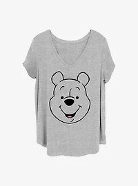 Disney Winnie The Pooh Big Face Girls T-Shirt Plus Size