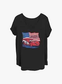 Disney Pixar Cars Lightning Flag Girls T-Shirt Plus