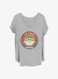 Star Wars The Mandalorian The Child Bassinet Badge Girls T-Shirt Plus Size