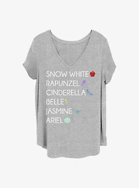 Disney Princesses Princess List Girls T-Shirt Plus Size