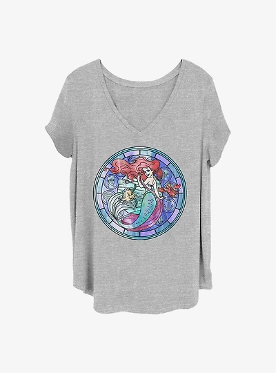 Disney The Little Mermaid Ariel Stained Glass Girls T-Shirt Plus Size