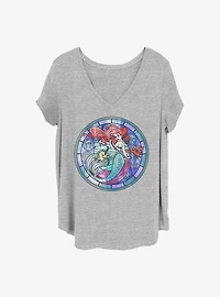 Disney The Little Mermaid Ariel Stained Glass Girls T-Shirt Plus Size
