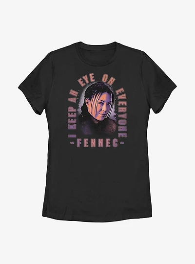 Star Wars The Book Of Boba Fett Fennec Smirk Womens T-Shirt