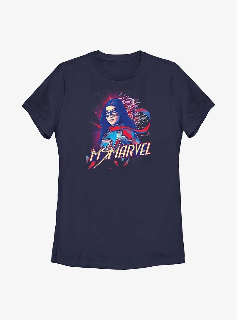 Marvel Ms. Red Blue Portrait Womens T-Shirt