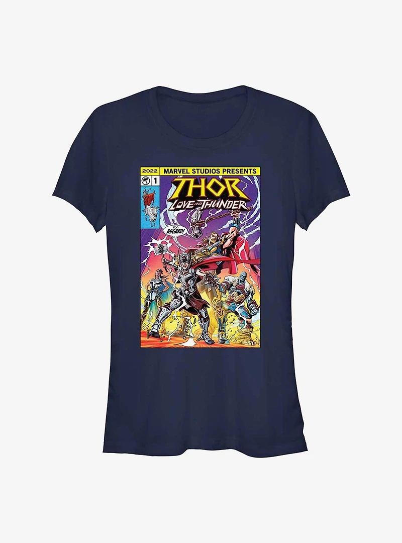 Marvel Thor: Love and Thunder For Asgard Comic Cover Girls T-Shirt