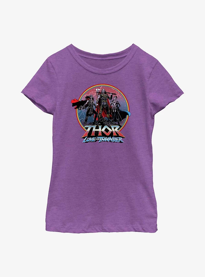 Marvel Thor: Love And Thunder Asgardians Circle Badge Youth Girls T-Shirt