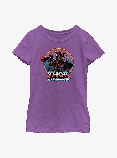 Marvel Thor: Love And Thunder Asgardians Circle Badge Youth Girls T-Shirt