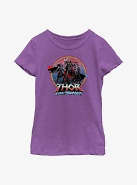 Marvel Thor: Love And Thunder Asgardians Circle Badge Youth Girls T-Shirt
