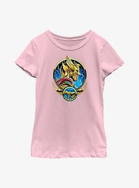 Marvel Thor: Love And Thunder Comic Circle Badge Youth Girls T-Shirt