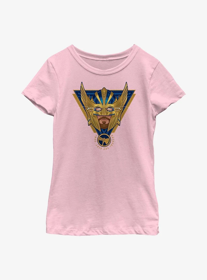 Marvel Thor: Love And Thunder Electric Triangle Badge Youth Girls T-Shirt
