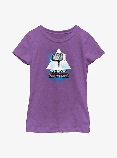 Marvel Thor: Love And Thunder Mjolnir Triangle Badge Youth Girls T-Shirt