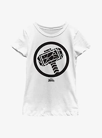 Marvel Thor: Love And Thunder Mjolnir Black Youth Girls T-Shirt