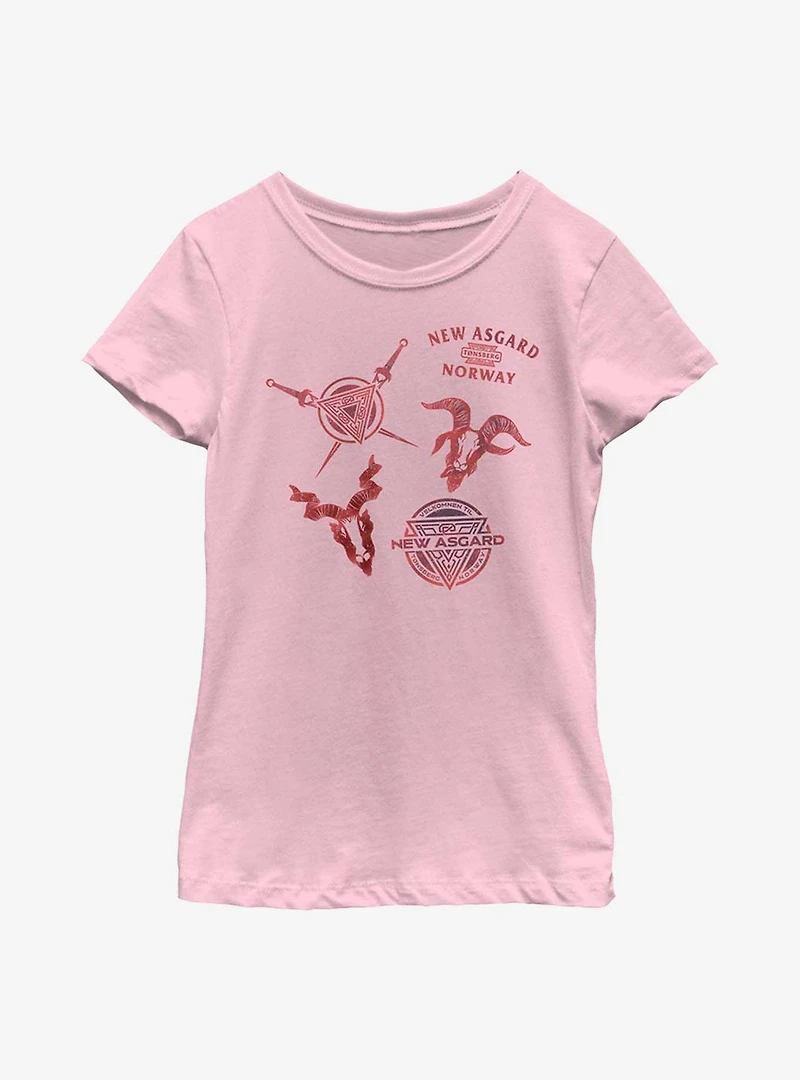 Marvel Thor: Love And Thunder New Asgard Textbook Icons Youth Girls T-Shirt