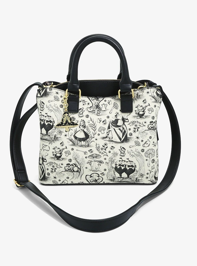 Loungefly Alice in Wonderland Line Art Allover Print Handbag - BoxLunch Exclusive