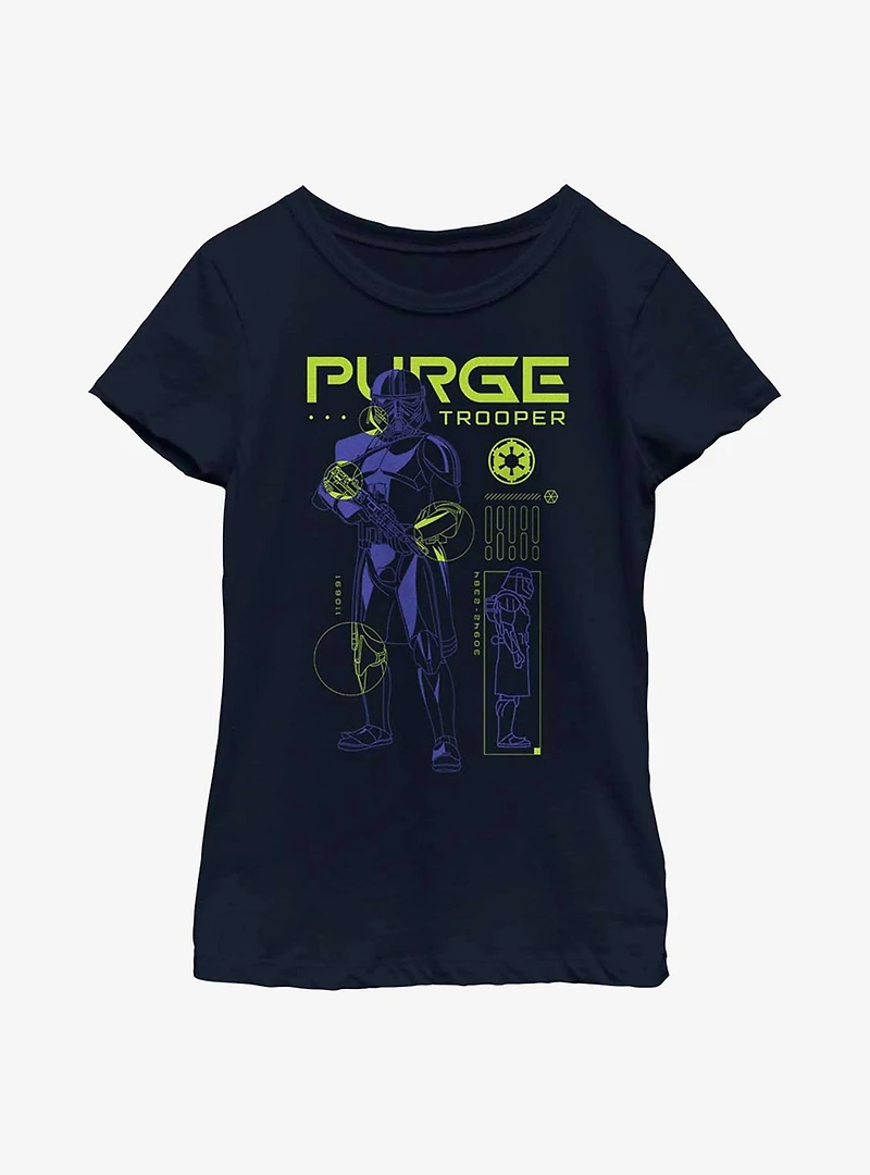 Star Wars Obi-Wan Kenobi Purge Trooper Schematic Youth Girls T-Shirt