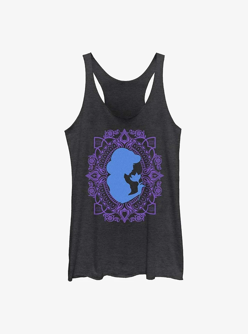 Disney Aladdin 30th Anniversary Jasmine Flower Frame Silhouette Womens Tank Top